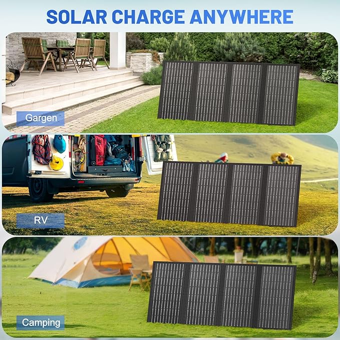 SS60 Portable 60W Solar Panel, Waterproof IP67 Foldable Solar Panel Charger with 18V DC, PD 45W USB-C and 5V USB-A Output for Solar Generator 12V Battery