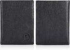 Polare Luxury RFID Blocking Leather Passport Holder Travel Wallet For Men and Women (Black with AirTag Slot)