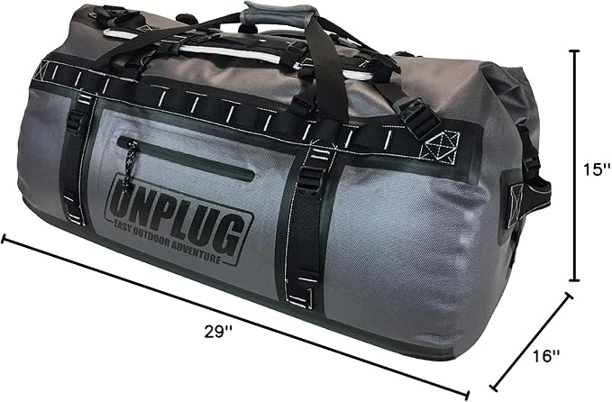 UNPLUG Ultimate Adventure Bag | 1680D Heavy Duty Waterproof Bag | Large Travel Duffle Bag which can be Used for Camping, Motorcycling, Boating, or Hunting