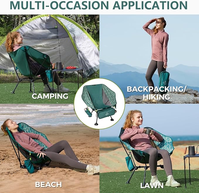 ATEPA UFO3.0 Backpacking Camping Chair, Ultralight Extra Wide Comfortable Folding Chairs 330lbs Heavy Duty Portable Hexagon Ergonomic Height Adjustable Seat with Anti-Sinking Feet for Hiking Outdoor