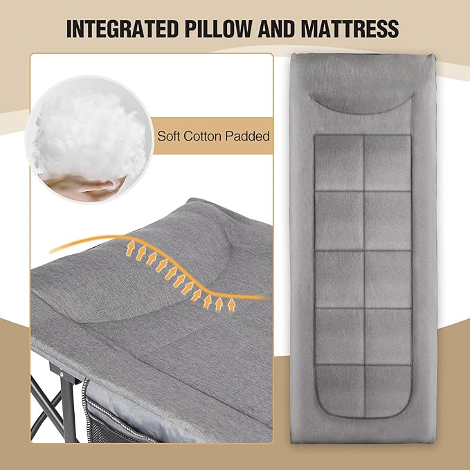 REDCAMP 2 Person Extra Wide Camping Cots for Adults 500lbs, 59" W Oversized Heavy Duty Sleeping Cots, XXXL Cots Portable for Indoor Office Outdoor, Grey