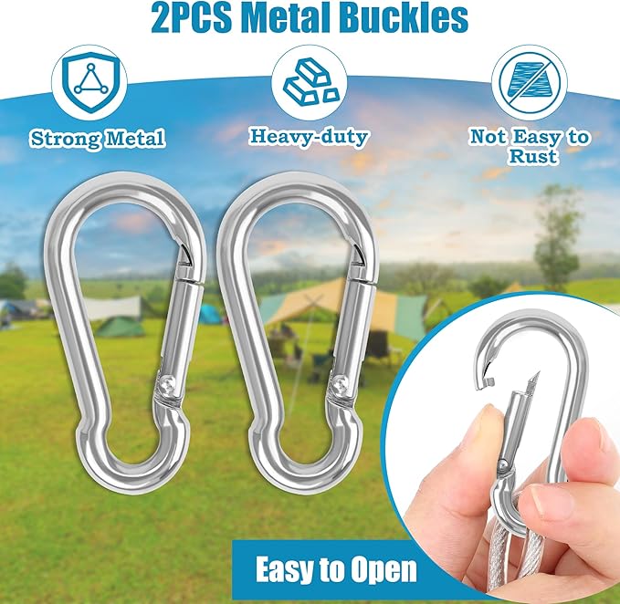 20FT Retractable Travel Clothesline, Adjustable Outdoor Clothesline Drying Clothes Line Laundry for Travel Camping, with Ratchet Pulley/ 2 Screws/ 2 Buckles (Black+Silver, 236, Inches)