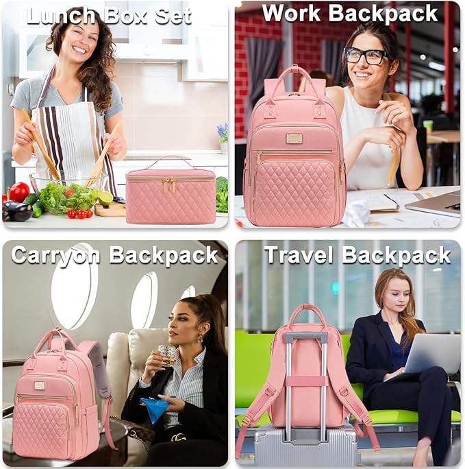 Weitars Lunch Backpack for Women,15.6 Inch Laptop Backpacks Travel Backpack for Women,Work Back pack,Teacher Nurse Back pack Insulated Lunchbox Backpacks