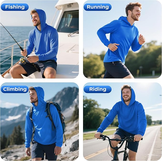 ProtectX High Visibility Sun Protection Lightweight Long Sleeve Hoodie, UPF 50+ Quick-Dry, SPF UV Shirt, Active Wear