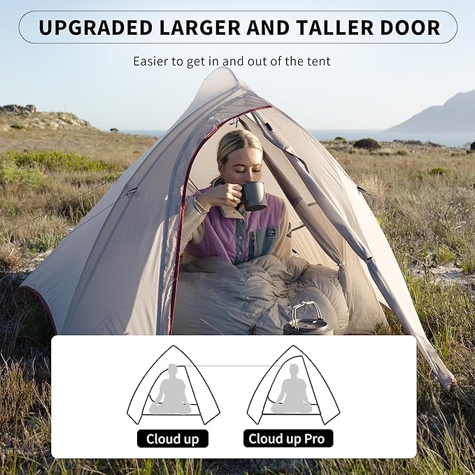 Naturehike Cloud-Up 1 Person Tent, Lightweight Backpacking Tents for One Man, Waterproof Ultralight One Person Tent for Camping Hiking Backpacking