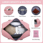 Duffle Bag for Travel, Weekender Bag with Shoe Compartment, Carry On Overnight Bag for Women with Toiletry Bag, Gym Bag with Wet Pocket, Hospital Bags for Labor and Delivery Beige