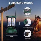 Raynic 6000 LED Camping Lantern, 650LM Hand Crank Solar Battery Powered Rechargeable Lantern, Emergency Lights for Home Power Failure, Hurricane, USB Cable Included