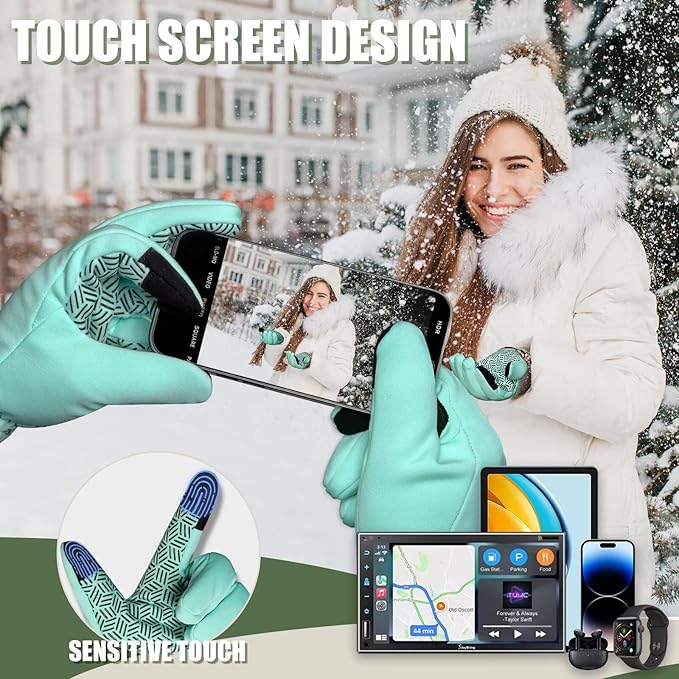 Pixel Panda Winter Gloves for Men Women Warm Touchscreen Gloves for Cold Weather Thin Water-Resistant Windproof Non-Slip Gloves for Cycling, Driving, Running, Hiking