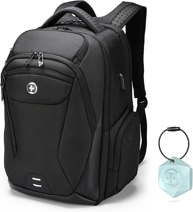 Swissdigital Design Men Laptop Backpack with Apple Find My, Business Travel Backpack with USB Charging Port and RFID Protection Fits Laptops up to 15.6 Inch | Terabyte NG