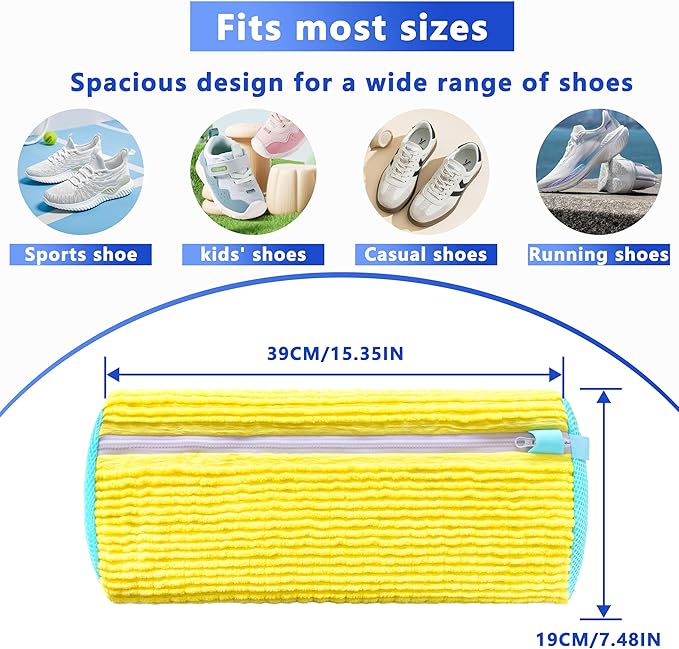 2Pcs Reusable Shoe Washing Machine Bag for Washer and Dryer:Free Up Hands, Prevent Deformation,shoe bag with Zipper Protection Design, Use for all Shoes,Sports Shoes