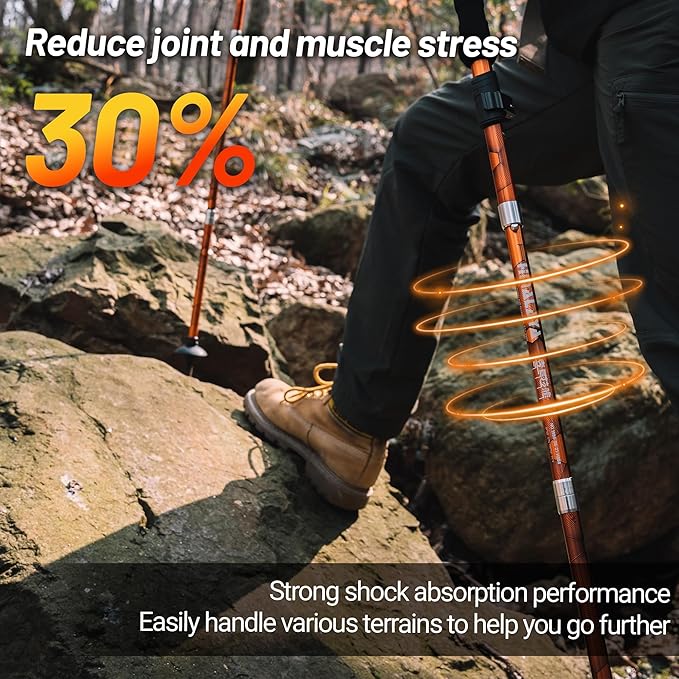 Trekking Poles Collapsible Hiking Poles - Trekking Sticks with Quick Lock System Lightweight for Hiking, Camping