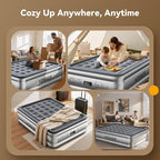 Air Mattress Queen with Built in Pump,Blow Up Mattress in 3 Mins,18'' Raised Self Inflatable Mattress,Portable Airbed for Home,Floor&Travel,Queen Size Air Matress for Adults,660LB Max,Silver
