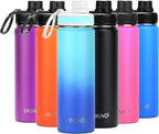 DRINCO Stainless Steel Water Bottle Spout Lid Vacuum Insulated Double Wall Water Bottle Wide Mouth (40oz 32oz 22oz 18oz 14oz) Leak Proof Keeps Cold or Hot (22 oz, 22oz Morning Sky Blue)