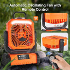 Odoland Portable Misting Fan with Light, 30000mAh Rechargeable Battery Camping Fan with 2 Spray Mister, Outdoors Tent Ventilador with Remote and Hook for Indoor Cooling Hiking Patio, Orange