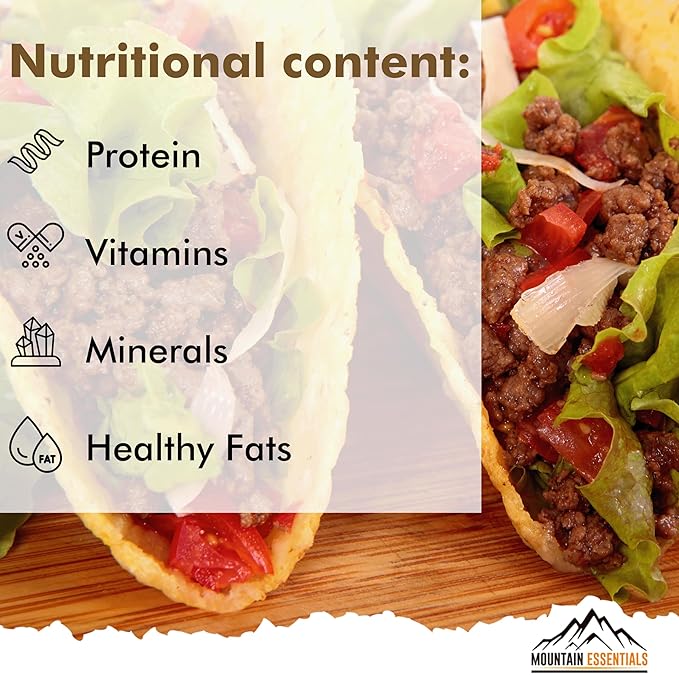 MOUNTAIN ESSENTIALS Freeze-Dried Pork Sausage Crumble – Fully Cooked & Ready to Eat | Traditional Flavor | Premium Quality Everyday Meals, Camping & Emergency Survival Food | 10 Servings | Made in USA | 7-Year Shelf Life