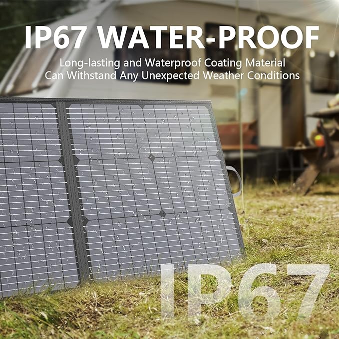 Portable Solar Panel 220W 40V Monocrystalline Foldable Solar Panels Charger Power Backup, IP67 Waterproof Durable for Power Station RV Camping Off Grid Fishing