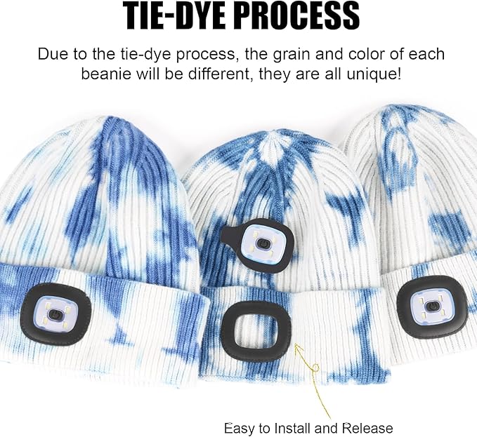 MELASA Unisex Hat with Light, USB Rechargeable Hands Free Headlamp LED Beanie, Winter Gifts for Men Dad Father Husband Him