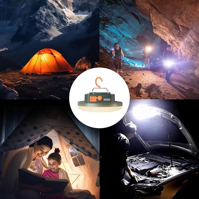 10000mAh Rechargeable Tent Light 3 Color Lighting Modes, 4000LM LED Portable Camping Lantern, IPX5 Waterproof, 30W Hanging Tent Light with Magnet, for Emergency & Gift