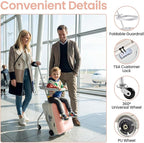 Kids Ride On Suitcase 20” Ride On Luggage with Expandable Zipper & Wheel Brake Ergonomic Seat & 110 Lbs Weight Capacity for Kids 3+ Pink