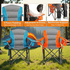 Northroad 2 Pack Oversized Camping Chair, Padded Portable Chairs Heavy Duty Camping Folding Chairs w/Cooler Bag & Cup Holder, Support 400 LBS for Outdoor, Fishing & Garden (Orange & Blue)