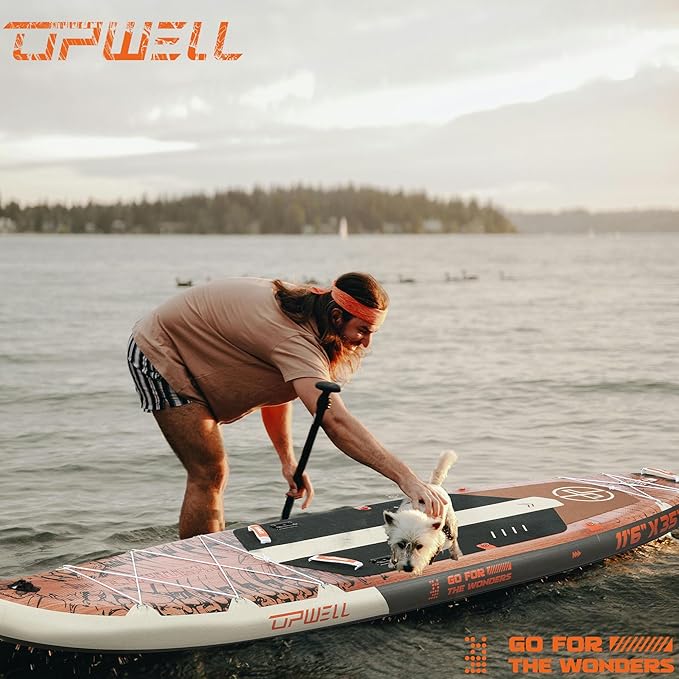 UPWELL 10'6"/11'/11'6" Inflatable Paddle Board, Stand Up Paddlboard for Youth & Adults, Stable Design, Premium SUP Accessories, Backpack, Leash, Hand Pump, Fins