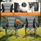 Northroad 2 Pack Oversized Camping Chair, Padded Portable Chairs Heavy Duty Camping Folding Chairs w/Cooler Bag & Cup Holder, Support 400 LBS for Outdoor, Fishing & Garden (Black & Green)