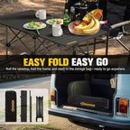BUNKER INDUST Folding Camping Table, Outdoor Portable Roll-Top Aluminum Table with Carry Bag for Picnic,Beach,BBQ,Backyards, Adjustable Height
