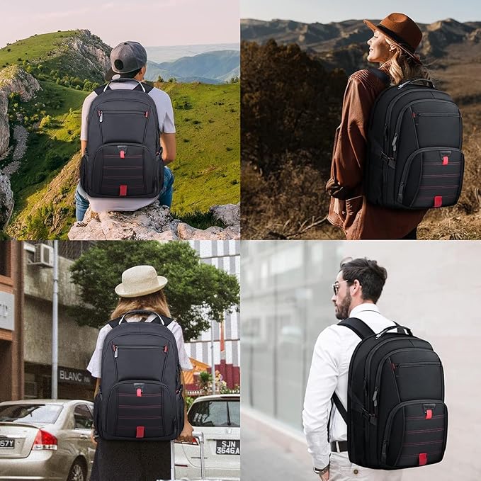 ANTERK Extra Large Travel Laptop Backpack, 17.3 Inch Carry on Backpack for Men Women, Big Anti Theft Water Resistant College Bussiness TSA Airline Approved Work Computer Backpack, Black