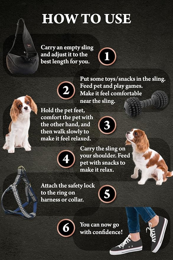 Noah & Paw Dog Sling Carrier for Small Dogs 3-10lb, Dog Sling for Small Dogs and Cats, Dog Carrier with Adjustable Padded Strap, Vegan Denim Lined with Fur, 3X Safety Features, Machine Washable