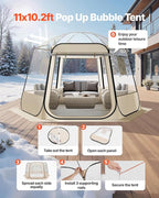 VEVOR Pop up Sports Tent, 8 Sizes Optional Clear Bubble Tent for 1-6 Person, Waterproof Outdoor Pod with Floor Mat & Top Cover, Garden Igloo Dome Tents Camping Shelter for Sports Watching