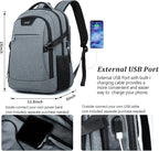 DUSLANG Travel Work Laptop Backpack With USB Charging Port Fits 15.6 15 14 13 Inch Laptop and Notebook Business Anti Theft College Computer Bag Back Pack for Women Men - Dark grey
