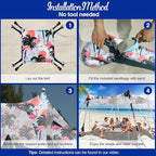 Rhino Valley Beach Tent Shade Canopy UPF50+ Protection, 8 Sandbags, 4 Stability Poles, Outdoor Sun Shelter Umbrella for Sand, Camping, Fishing Essentials