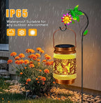 Hummingbird Solar Lanterns Outdoor Waterproof, Hanging Solar Lights Garden Lanterns with Shepherd Hook, Metal Garden Decor for Yard, Patio, Lawn, Landscape, Gifts for Women Mom Mothers Day
