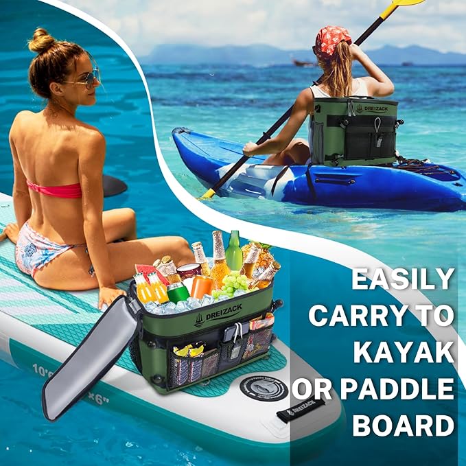 Dreizack Kayak Cooler Behind Seat, Waterproof Cooler for Kayaking,Paddle Board Cooler Compatible with Lawn-Chair Seat Kayak Accessories Cooler Bag Kayak Cooler Tow Behind for Camping Fishing