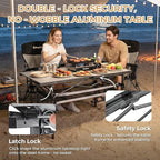 KingCamp Folding Camping Table, Aluminum Roll-Up Camp Table, Large Foldable Table for 6-8 Person, Outdoor Portable Tables with Carry Bag, 180 LBS Heavy Duty Load (Silver+Mesh：53.5" × 27.5")