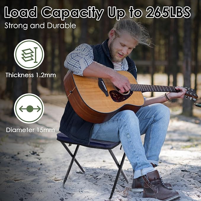 MOONCY Portable Stool, 13 Inch Small Folding Stool for Adults, Ultralight Blue Camping Stools for Hiking and Fishing, Hold Up to 265 LBS