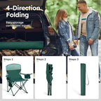 ALPHA CAMP Camping Chair 2 Pack Portable Chair with 3-Can Cooler Folding Chair with Side Pocket and Cup Holder, Collapsible for Camping, Tailgates, Beach, Fishing and Sports,2PC