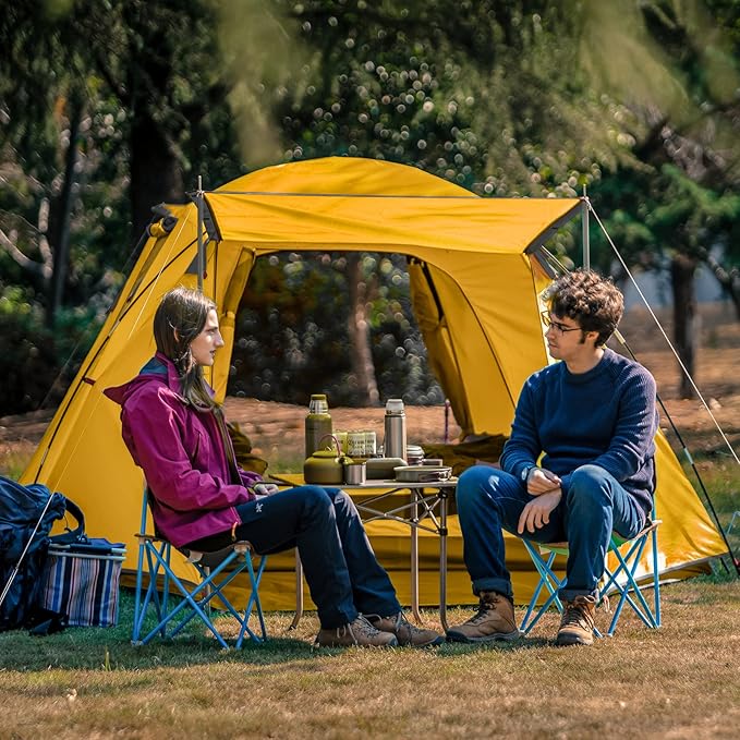 KAZOO 2／4 Person Camping Tent Outdoor Waterproof Family Large Tents 2/4 People Easy Setup Tent with Porch Double Layer