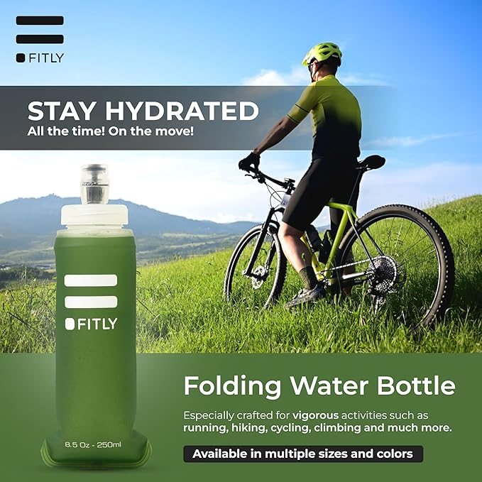 Soft Flask - Shrink As You Drink Soft Water Bottle for Hydration Pack - Folding Water Bottle Ideal for Running, Hiking, Cycling, Climbing & Rigorous Activity