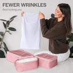 Compression Packing Cubes for Travel - Luggage Organizer Bags - Double Zipper Packing Cubes for Suitcases (6-Pack, Rose)