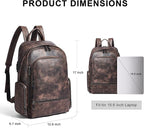 Leather Backpack for Women, Fits 15.6 Inch Laptop, Soft Vegan Leather Backpack for Travel and Daily Use, Coffee