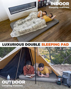 KingCamp Self Inflating Sleeping Pad, R 7.9 Air & Foam Camping Mattress 2 Person, 3" Thick Full Size Double Sleeping Pad with Pump Sack for Camp Tent Outdoor Car, PVC Free (Grey)