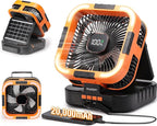 Raddy CF3 Solar Camping Fan Rechargeable, 20,000mAh Portable Fan Battery-Powered with 3W Solar Panel, USB Charging, LED Light, 6 Speeds, Oscillating for Outdoor Tent Travel Emergency
