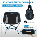 MARCHWAY Lightweight Folding Camping Chair, Portable Foldable Compact for Outdoor Camp, Travel, Beach, Picnic, Festival, Hiking, Backpacking, Supports 330Lbs (Blue)