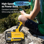 2025 Upgrade 10000mAh Super Bright Rechargeable Spotlight 90,000 Lumen Flashlight Handheld Spotlight,Spot Light Outdoor Runtime 48+ Hrs,Flashlight Searchlight Flood Camping Hunting Boating with Tripod