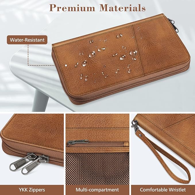 Fintie Family Passport Holder Wallet, RFID Blocking Travel Document Organizer Clutch Bag Credit Cards Case Cover for Women Men