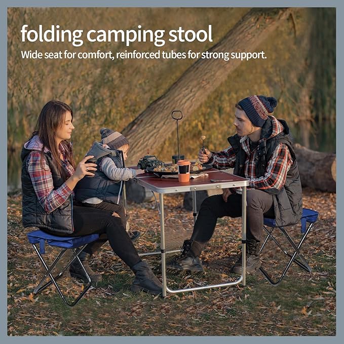 Camping Stool, Portable Folding Stool, Aluminum Ultralight Backpacking Stool Suitable for Outdoor Gardening and Beach Hiking Fishing (Blue, 13.5 High)