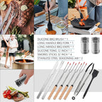 Camping Cooking Essentials Utensils Set - Camp Cookware Kitchen Accessories Kit, Camper Gear Must Haves, Stainless Steel & Silicone, RV Car Portable Outdoor Equipment Tool