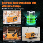 Emergency Radio Hand Crank Solar, 5000mAh/18500mWh Emergency Weather Radio, Hand Crank Solar Radios with NOAA/AM/FM, Cell Phone Charger, Headphone Jack, Flashlight for Indoor Outdoor