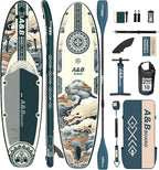 ABBOARD Inflatable Stand Up Paddle Boards - Extra Wide Fishing Paddleboard,Cool Design,Ultra Stable Standup SUP,5 Handles,15 D-Rings, Camera Mount,10L Dry Bag,100L Backpack, Youth/Adults